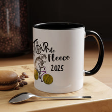 Load image into Gallery viewer, Colorful Tour de Fleece Coffee Mug | Perfect for Knitters | Ideal Gift for Yarn Lovers | Funny Sheep Design | Summer Craft Fest