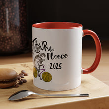 Load image into Gallery viewer, Colorful Tour de Fleece Coffee Mug | Perfect for Knitters | Ideal Gift for Yarn Lovers | Funny Sheep Design | Summer Craft Fest
